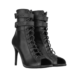 Туфлі для танців HighHeels Black Cross каблук 9 см чорні з натуральної шкіри з ремінцем Туфлі для танців HighHeels Black Cross каблук 9 см чорні з натуральної шкіри з ремінцем