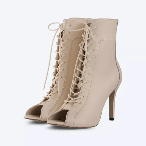 Білі шкіряні хілси Bride Heels 9м з блискавкою