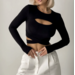 Кроп топ з довгими рукавами Limited Black