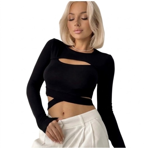 Кроп топ з довгими рукавами Limited Black Кроп топ з довгими рукавами Limited Black