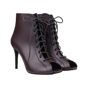 Ботильйони для танців HighHeels Bordo каблук 9 см бордова натуральна шкіра Ботильйони для танців HighHeels Bordo каблук 9 см бордова натуральна шкіра